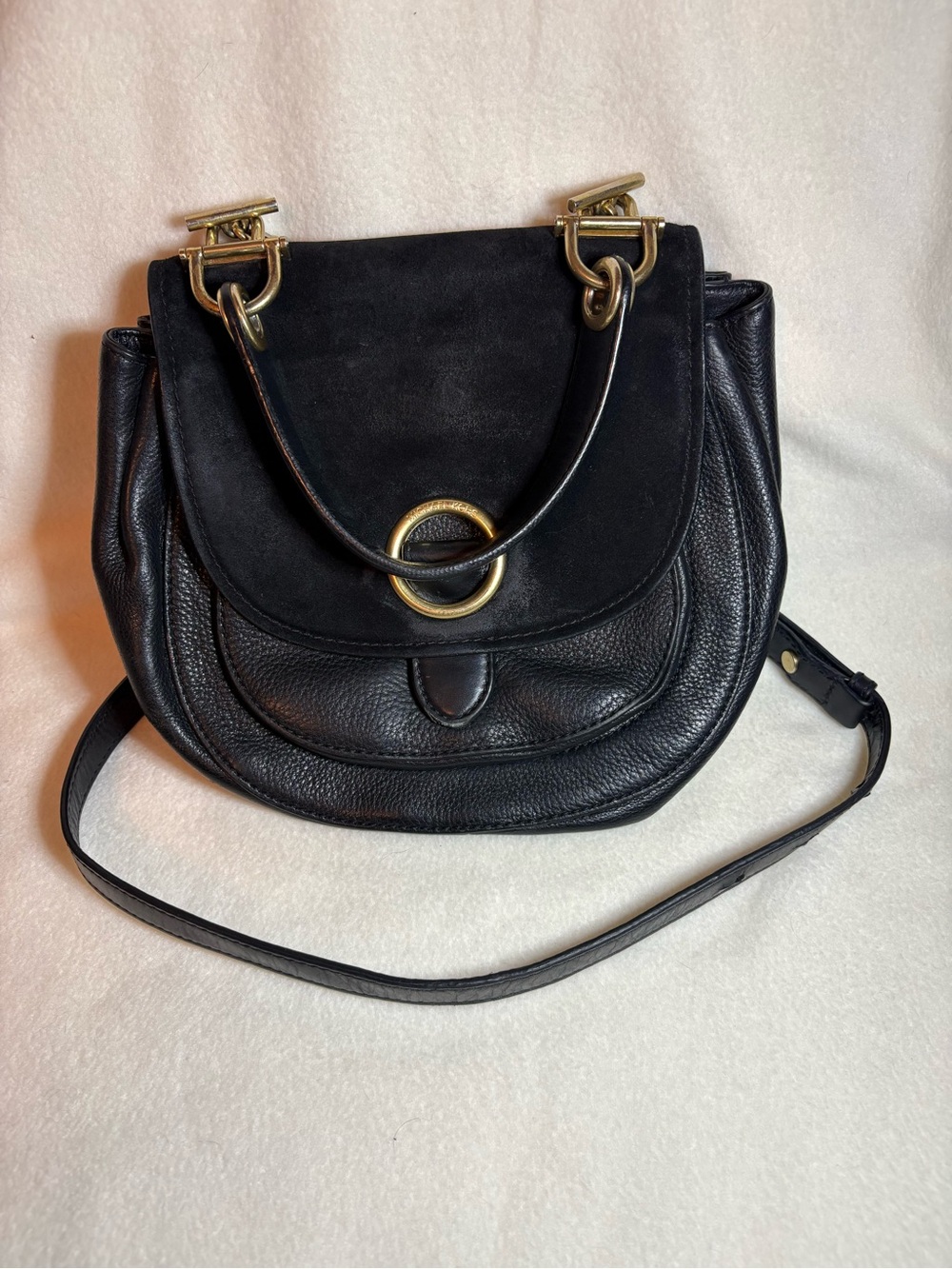 Michael Kors Black Isadore Crossbody Bag with Gold Accents